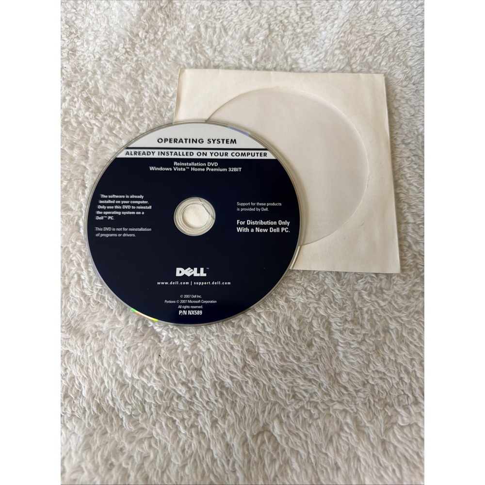 Dell Reinstallation DVD Windows Vista Home Premium 32Bit Vtg 2007 Software